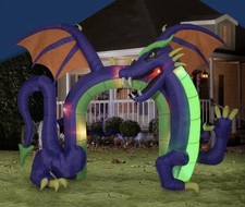 NEW April 2018 Gemmy Haunted Living 10.2 ft Lighted Dragon Archway Airblown RARE picture