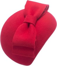 Teardrop Womens 1940s Vintage Look Wool Felt Fascinator Pillbox Hat Red picture