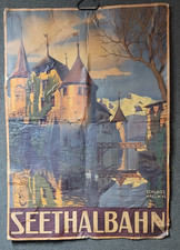 Vtg Oskar Doswald Seethalbahn Swiss Travel Poster Schloss Hallwyl Railway Art picture