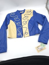 1849 Authentic Ranchwear Western Show Jacket Blue Yellow Rhinestone Small USA picture