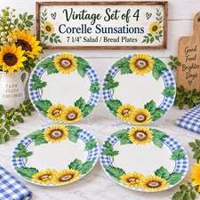 Vintage Corelle Sunsations Set of 4 Salad Bread Plates 7-1/4” Sunflower picture
