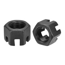5Pcs M14x1.5mm Carbon Steel Hexagon Slotted Castle Nuts Black picture