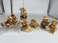 6 Enesco Reindeer, Around 4”.  “Santa’s Special Deerlivery”. picture