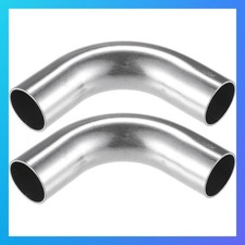 Bend Elbow Pipe Tube 2 Pcs 1.25 in OD 90 Degree 304 Stainless Steel Silver Tone picture