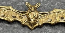Vintage Victorian Revival Bat Brooch Pin Gothic Repousse Antiqued Gold Tone picture