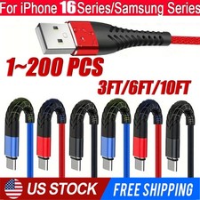 Braided USB C Type C Fast Charging Data Cable Cord for iPhone 17 Pro Max 15 lot picture