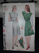 Vìntage Simplicity Sewing Pattern 1238 Circa 1940 Unprinted Pattern New Uncut picture