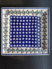BOLESLAWIEC POLISH POTTERY  9 in. Square Tray Handpainted picture