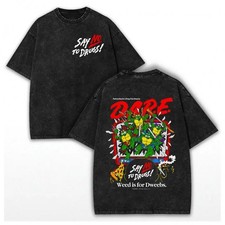 Washed Cotton Unisex Classic Ninja Retro DARE SAY NO TO DRUGS Tee, Vintage Turtl picture
