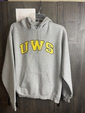 Vintage Champion UW-Stout Blue Devils Long Sleeve Sweatshirt Hoodie Adult M Gray picture