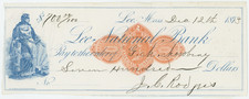 RN-D1 Lee National Bank check / Lee, Massachussetts 1873 picture