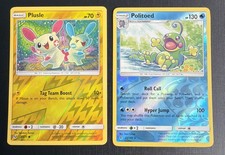 Pokemon Plusle 33/73 Shining Legends Reverse Holo + Politoed 25/145 Reverse Holo picture