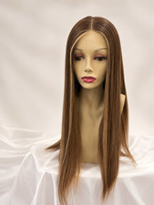 SALE full Lace Top European Human Hair Kosher Wig 24' flat top ombre highlights picture