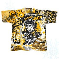 Vintage 90s NHL Jaromir Jagr Pittsburgh Penguins All Over Print T-Shirt Large picture