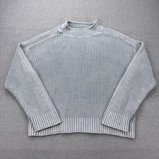 Haven Well Within Roll Neck Sweater Ribbed 100% Organic Cotton Light Blue Size S picture