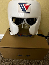 Winning Boxing Training Headgear Lace-Up Protective Headguard, White picture