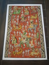Antique Balinese Kamasan Painting Traditional Cotton Deities Mythological Tin Ti picture