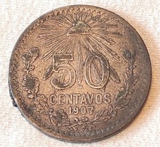MEXICO 1907M Silver ( .800 )  Coin 50 Centavos Mexico city Mint picture