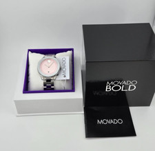 $695 MSRP | Movado Women's Bold Verso Pink Dial Stainless Steel Watch - 3600872 picture