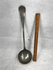 antique pewter ladle 13.5 large long slight curve handle original 19thc  picture