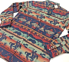 Polo Ralph Lauren Southwestern Indian Aztec Western Cowboy Bison Rodeo Shirt Men picture