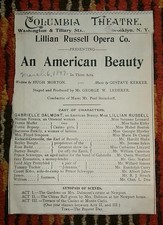 American Beauty Lillian Russell 1899 Columbia Theatre Brooklyn Style Poise NICE picture