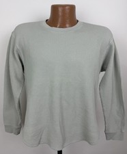 Uniqlo Thermal Shirt Unisex Small Pastel Sage Green Waffle Knit Tee Long Sleeve picture
