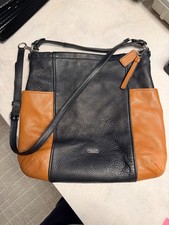 Coach Park Leather Colorblock Black Caramel Top Handle Shoulder Bag F31304 picture