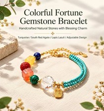 Handmade Natural Gemstone Bracelet, Turquoise, Lapis Lazuli, Agate picture