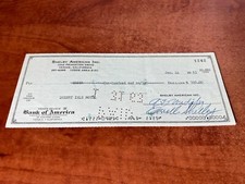 CARROLL SHELBY SIGNED Check 1963 American Desert Isle Motel racing car cobra gt picture