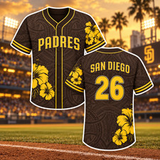 HOT# San Diego Pa.dres 26, Brown Hawaiian Baseball Jersey – Fan Style picture
