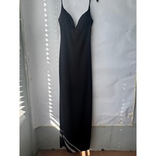 Windsor Black Maxi Dress Medium V-Neck Spaghetti Strap Formal Evening Gown picture