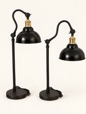 Pottery Barn Pair Black Brass Adjustable Industrial Table Lamps Local Pickup picture