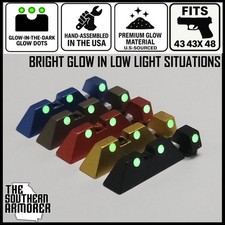 Glock® 43 43X 48 Compatible Glow Night Sights – Green Front & Rear Bright Glow picture