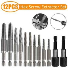 12Pcs Stud Screw Extractor Remover 1/4 Inch Hex Shank Damaged Bolt Easy Out Set picture
