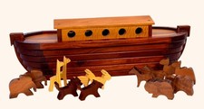 Vintage Handmade Wooden Noah's Ark 23