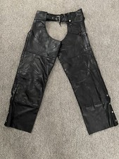 Vtg Giovanni Genuine Leather Black Motorcycle Riding Chaps Size XL Adjustable  picture