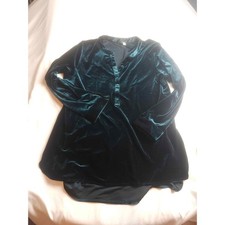 Cato Dark Teal Green Velvet Tunic Top Long Sleeve Split Neck Womens XL picture