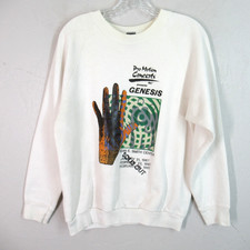 Vtg Genesis 1987 Concert Sweatshirt L White Crew Neck LS Invisible Touch RARE picture
