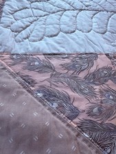 Handmade Lap Quilt Vintage Cottage Core Floral Pattern With Feathers Neutrals picture