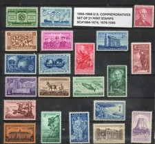 1955–1956 U.S. Commemorative Set Scott #1064–1074 & 1076–1085 MNH OG – Complete picture