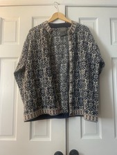Vintage Squaw Valley Wool Nordic Fair Isle Cardigan Sweater Metal Buttons PL picture