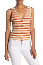 NSR Nordstrom Priscilla Striped Button Front Tank Top Sleeveless Size XL NEW picture