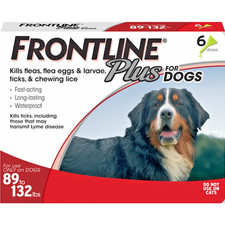 FRONTLINE PLUS FOR DOGS 6 DOSES (XL) 89-132 LBS. FOR FLEA, TICK, CHEWING LICE picture