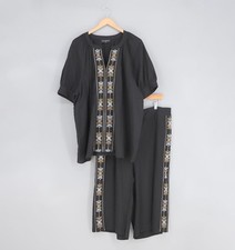 NEW LANE BRYANT Embroidered Notch-Neck Popover Blouse and Culotte Set Size 22/18 picture