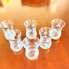 Vtg Pasabahce Tulip Glasses Silver Rim Palm Tree Set 6 Fits Godinger Style picture