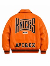 Men's Avirex Josh Hart New York Knicks Leather Handmade Varsity Style Jacket  picture