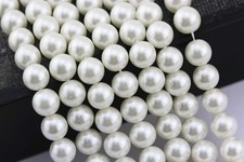 White Shell Pearl Smooth Round Beads 3mm 4mm 6mm 8mm 10mm 12mm 15.5