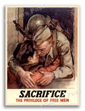 1944 “Sacrifice - The Privilege of Free Men” Homefront WW2 Era Print - 8.5x11 picture