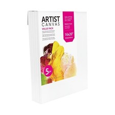 Stretched Canvas 16x20 Inch 5 Pack Premium Cotton Acid Free White Canvas for picture